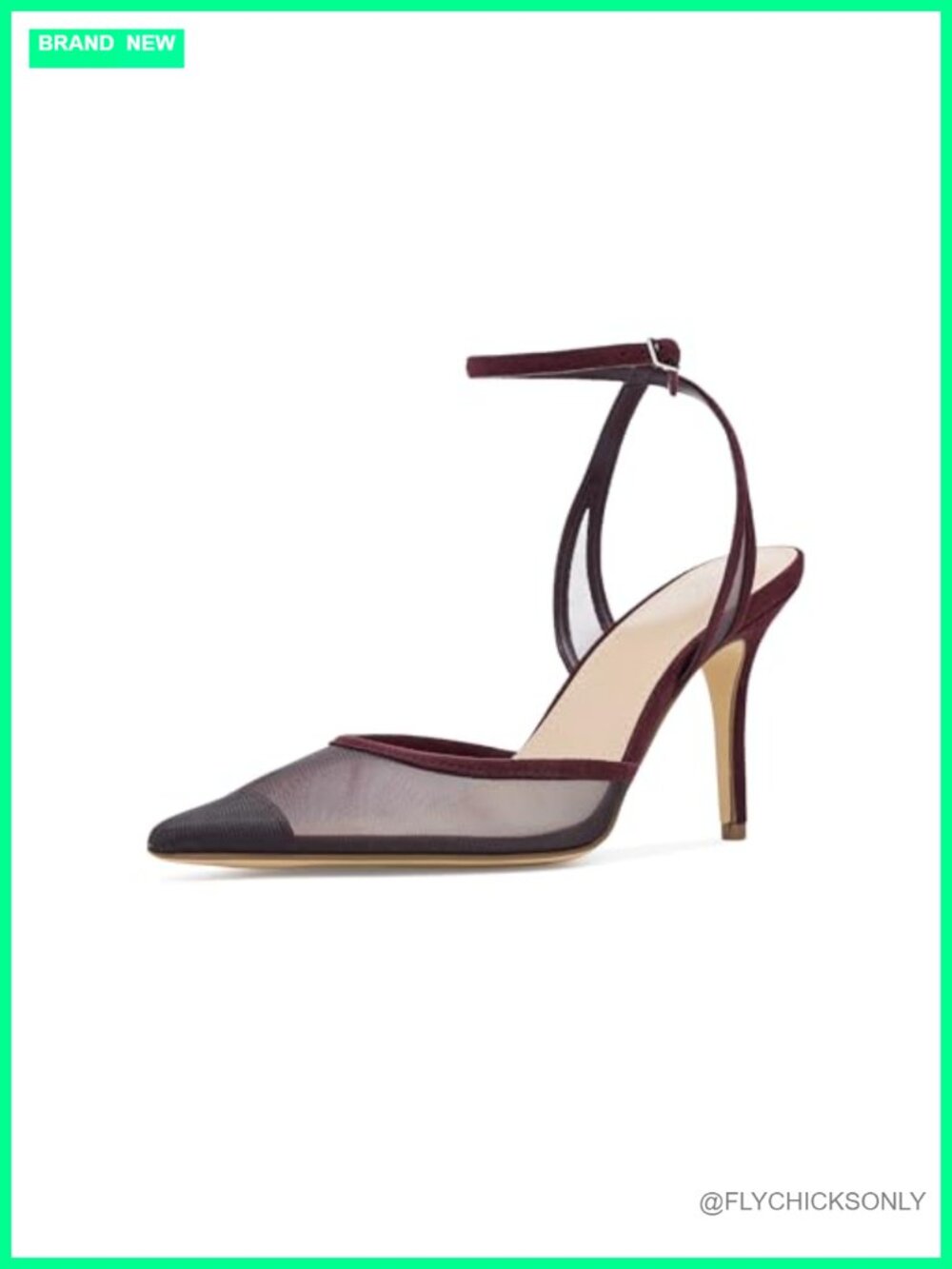 Pointy Toe Stiletto Heel Mesh Ankle Strap Dress Pumps